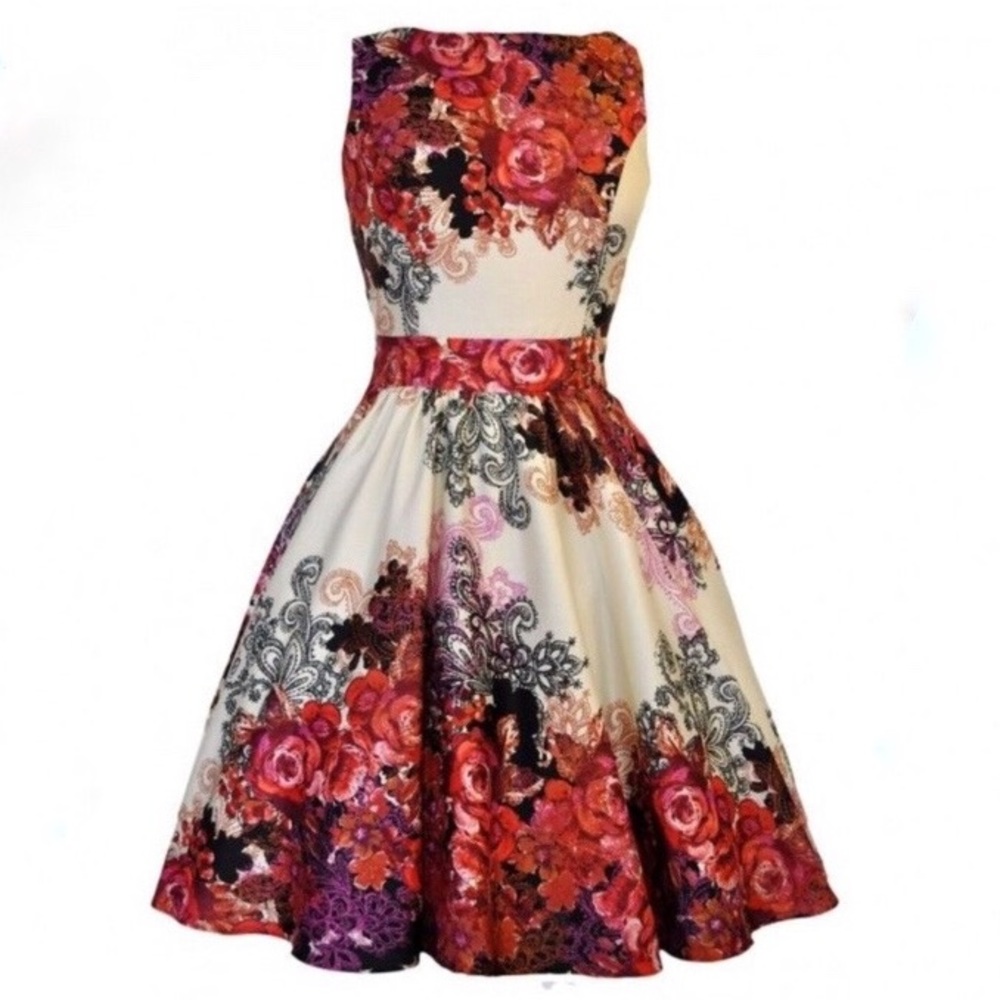 Lady vintage floral dress retro rockabilly made in Romania - Picture 1 of 16